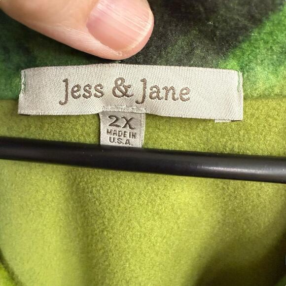 Jess & Jane Cape Jacket Green Button Front 2XL XXL Abstract Artsy Fairygrunge - Picture 3 of 7